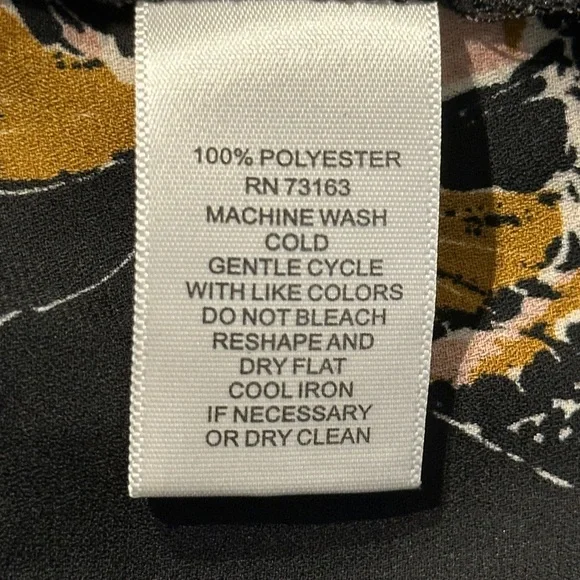 Cupio Black Butterfly Print Long Sleeve Ruffle Hem Blouse Size M - Picture 3 of 5